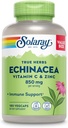 SOLARAY Echinacea Vitamina C & Zinc 850mg Plus Bioflavonoids, Echinacea Capsules for Healthy Immune Support, Vegan, Lab Verified, 60-Day Money-Back Guarantee, 90 Servings, 180 VegCaps