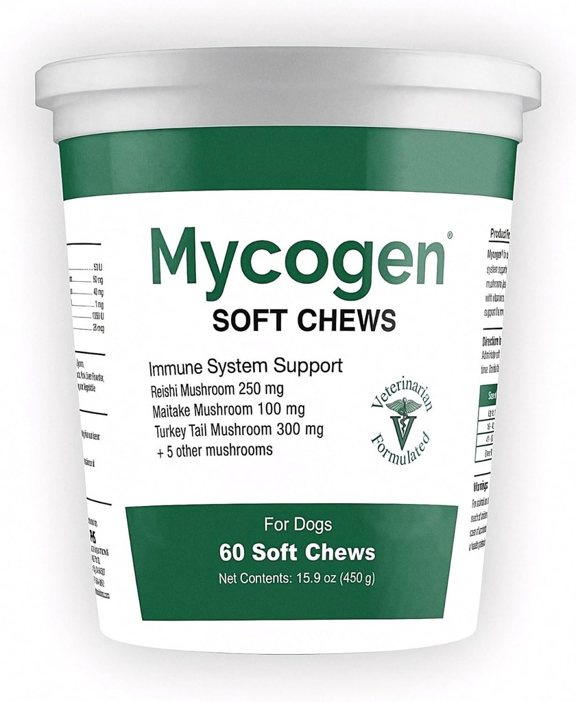 Mycogen para perros - Vitaminas con 8 tipos de hongos - Sistema de manutención - 60 cerdas suaves