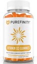 PUREFINIDAD Vitamina D3 5000 iu Gummies – Su suplemento diario de vitamina D para la salud ósea, la salud inmune y el apoyo muscular conjunto para adultos y niños – Gluten Free, non-GMO – 60 Gummies vegetarianas
