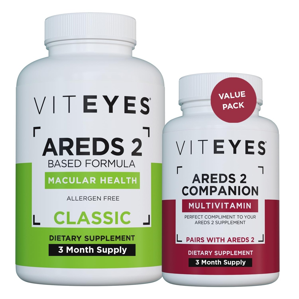 Viteyes AREDS 2 Capsules y Viteyes Multivitamina AREDS 2 Compañero, Única Vitaminas Oculares de Dosis Diaria, 3 Mes de Suministro