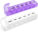 Organizador de pequeñas píldoras 2 veces al día, 2 Pack 7 Day Pill Box 1 vez al día, Travel Friendly Day Night Vitamin Organizer, Weekly Pill Case Container