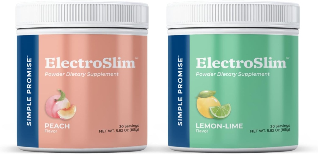 Promesa Simple ElectroSlim Bundle Flavor - Limo de limón y melocotón - Soporte de hidratación sin azúcar con electrolitos esenciales - No Sugar Formula for Daily Energy Balance