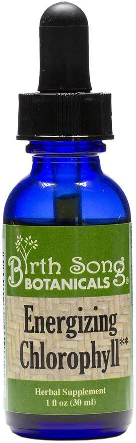 Birth Song Botanicals Energizing Chlorophyll Tincture, Super Concentrated Liquid Chlorophyll Drops, Herbal Energy Support Supplement and Internal Deodorizer, Mint Flavor 1oz Bottle
