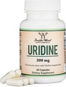 Monofosfato de Uridine - Testado de Terceros (Choline Enhancer, Nootropic Principiante) (300mg, 60 cápsulas) Sinergía con Alpha GPC Choline for Brain Health and Memory by Double Wood