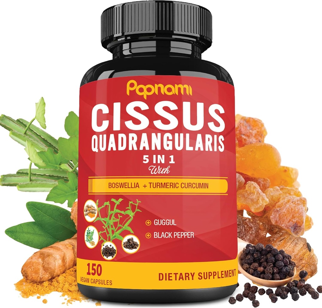 Cissus Premium Quadrangularis Capsules con Boswellia, Guggul, Turmeric, Black Pepper Extract - 150 Capsules - 5 Month Supply