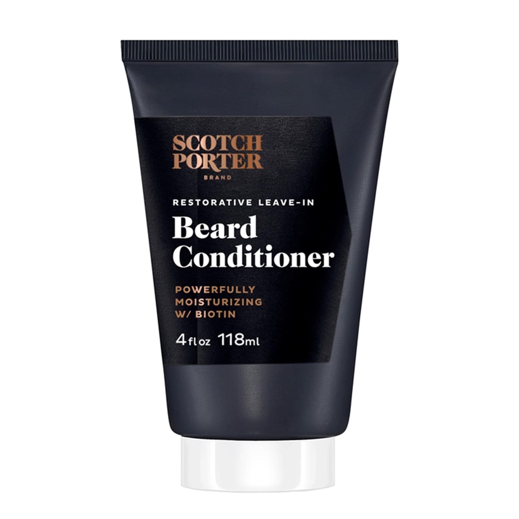 Scotch Porter Restorative Leave-In Beard Conditioner – Deep Conditioning Softener with Lightweight Feel, Reduce Frizz & proporciona una hidratación duradera " Shine to Dull, Dry, Coarse Beards – 4 oz.