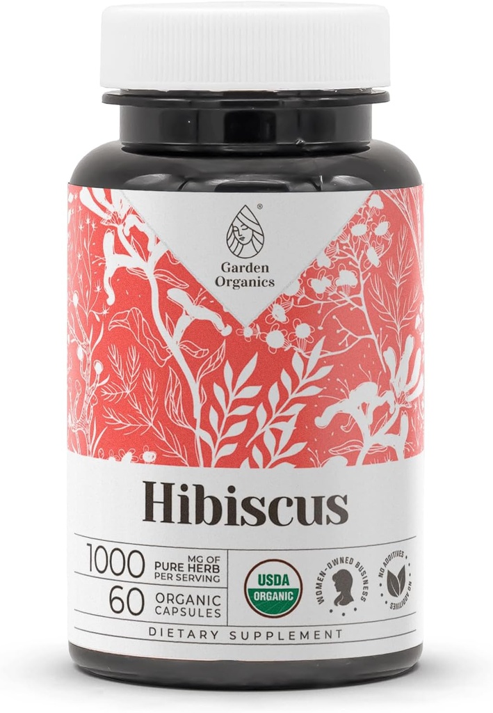 Hibiscus USDA Organic 60 Capsules ← Suplemento Natural de Alta Potencia Silencio Certified Organic Vegetarian Capsules and Organic Hibiscus (Hibiscus Sabdariffa) Dried Flower (60 cápsulas)
