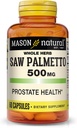 MASON NATURAL Saw Palmetto 500 mg, soporta la función de salud de próstata y orina, 60 cápsulas
