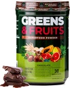Nutrology Greens & Fruits Powder-Naturally Sourced Fruits, Vegetables, Beet Powder &amp; Mushroom Blend, Probiotics, Digestive Enzymes, Fiber, Antioxidants, Immune Support, Gluten Free - Chocolate