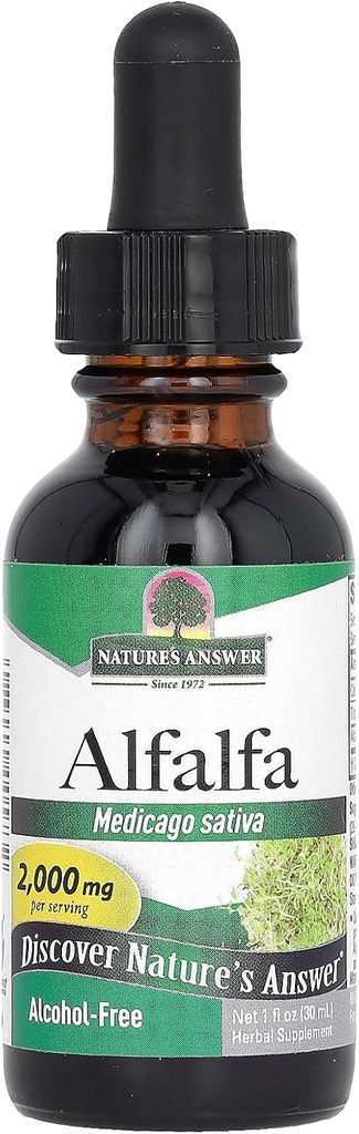 Respuesta de la naturaleza Extracto sin alcohol Alfalfa Herb, 1-Fluid Ounce soporta sistema inmunológico, sangre, digestión, niveles de energía - Ayuda con desintoxicación
