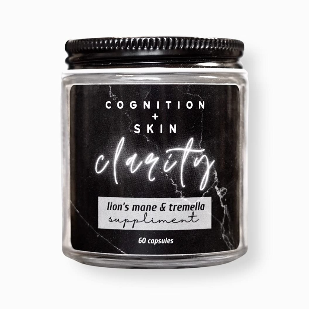 Lion's Mane &amp; Tremella Mushroom Hombres Cuidado de la piel Acne Suplemento: Cognición + CLARIDAD de la piel - ¡Cálmate tu piel de CONIN! (Vegan)