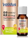 gotas de vitamina D3K2 de VALIDUS – Vitamina de alta potencia D3 + K2 MK-7, 250 gotas líquidas, absorción mejorada para la salud del hueso y del corazón, soporta función de inmuno, no GMO, libre de gluten, fácil de usar, 10 ml