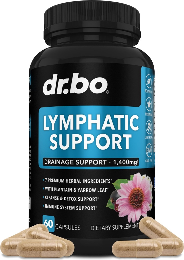 Lymphatic Drainage Supplements Pills - Lymphatic Support Total Herbal Cleanse Products with Echinacea Lymph System Support Supplement for Nodes Legs &amp; Neck - Lymph Node Detox Cleanse System Drainage