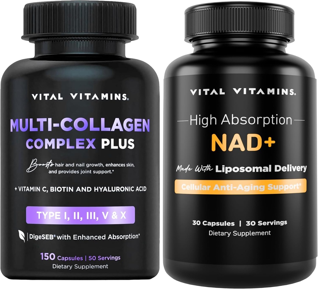 Complejo Multi Collagen Vitaminas Vitales + NAD+ Suplemento