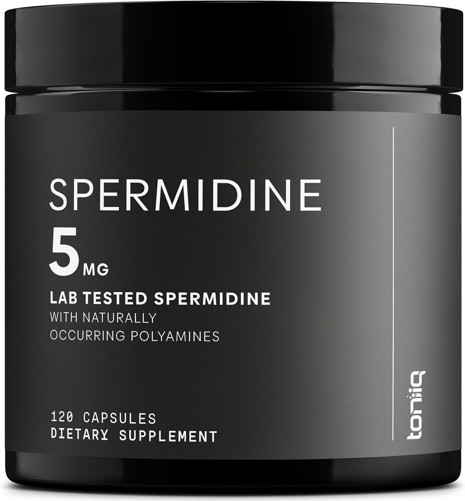 Toniiq Ultra Concentrado 500mg Spermidine Suplementos para Hombres y Mujeres - Espermidina no sintética Estándarizada a No Menos Than 1% - 5 mg por Serving Rice Germ Extract
