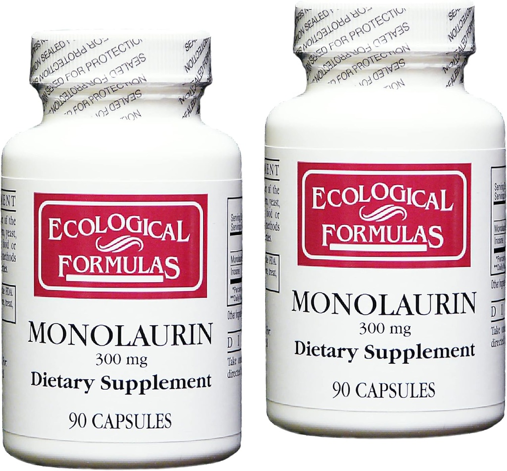 Formulas ecológicas Monolaurin 300 mg 180 cápsulas (90 cápsulas x 2 botellas)
