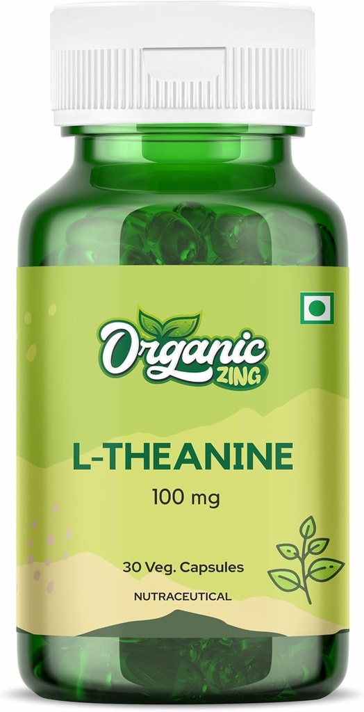 Orgánica Zing L-Theanine GMP Calidad Assured, Kosher, Vegan TEN 100mg ANTE 30 cápsulas