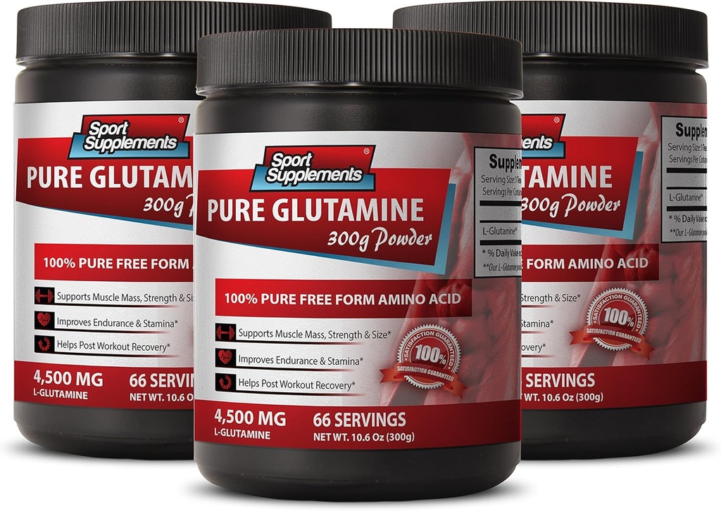Booster de cerebro y memoria - Pure GLUTAMINE Powder 4,500MG - Soporte inmunitario, suplemento de glutamina Powder, Suplementos de Booster de Energía, l glutamina pre entrenamiento, l glutamina Post Workout 3 Botella (900g)