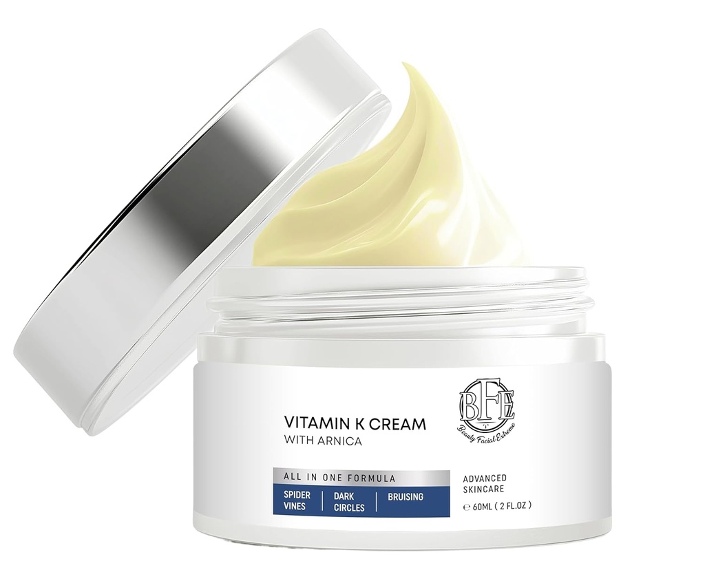 Vitamina K Cream- Moisturizing Bruise Healing Fórmula. Dark Spot Corrector for Bruising, Spider Veins " Broken Capillaries. Reduce bajo los ojos los círculos oscuros, las líneas finas, la pureza, las arrugas.