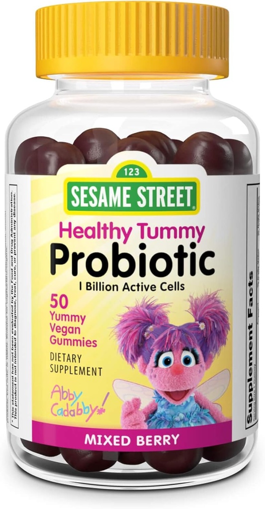 Webber Naturals Sesame Street Probióticos saludables para niños, 1 billón de células activas por Gummy, 50 gummies, para la salud digestiva, libre de gluten, lácteos, maní &amp; gelatina, vegano