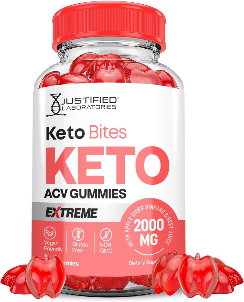 Keto Bits Keto ACV Gummies Extreme 2000MG Keto Bites Keto Gummies Apple Sider Vinegar Formulado con Pomegranate Beet Juice Powder B12 Vegan Non GMO 60 Gummys