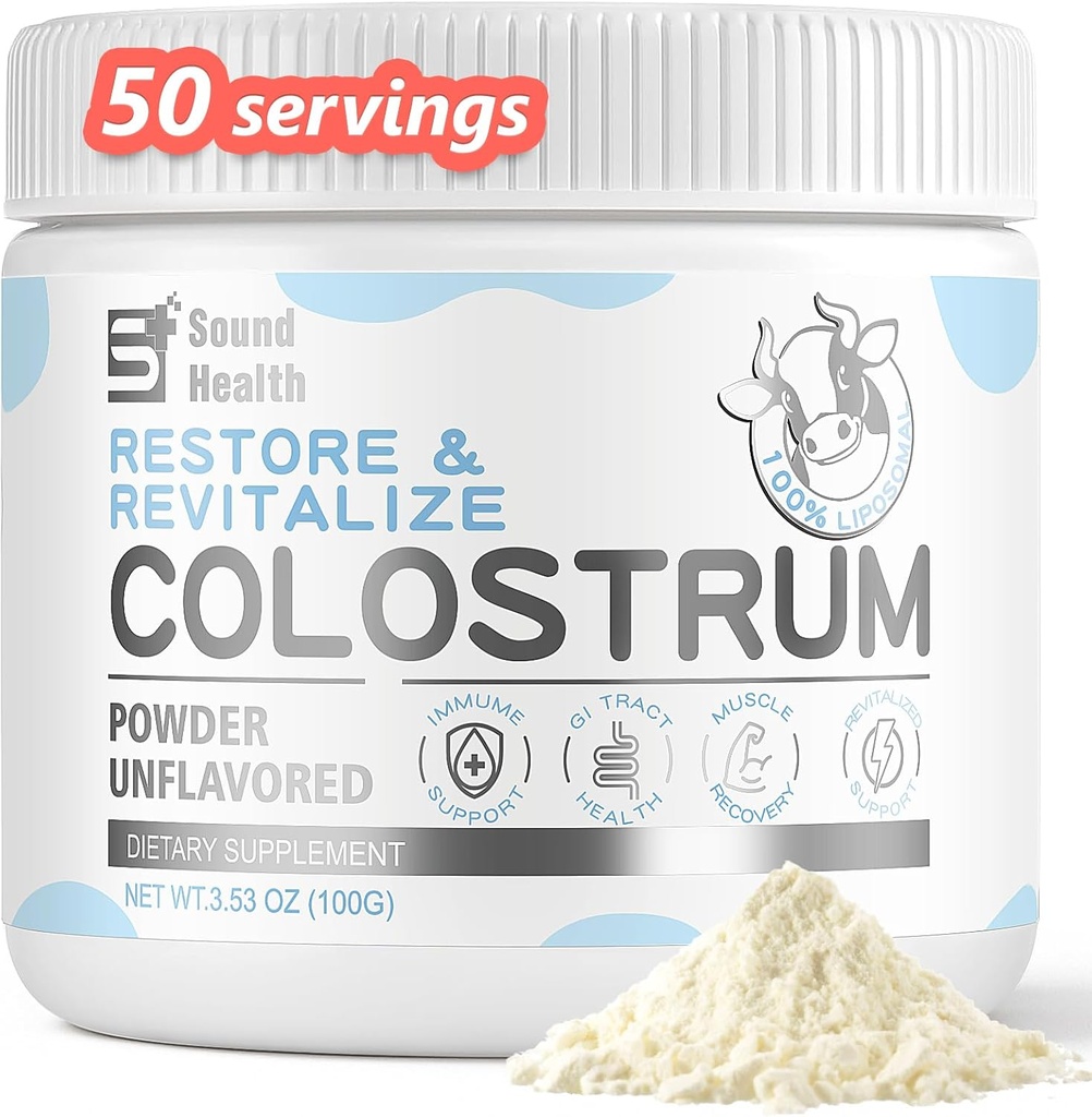 Colostrum Suplemento Polvo para Humanos - Suplemento de Colostrum de Bovino Orgánico para Salud Gut, Crecimiento del Cabello, Belleza y Apoyo Inmunitario - Desarrollado (50 Servimientos)