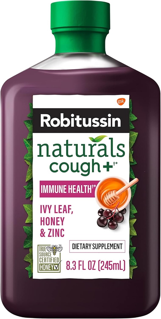Robitussin Naturals Tos Plus Immune Health Dietary Supplement for Occasional Cough Relief and Immune Support - 8.3 Oz