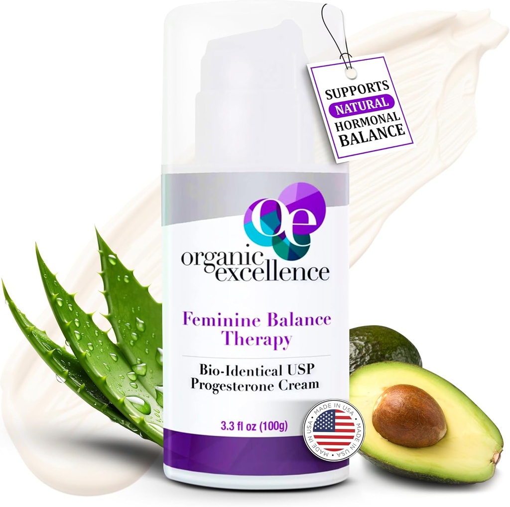 Crema de Progesterona Ecológica para Mujeres, Progesterona Bio-Identica Natural Suplemento de Equilibrio y Apoyo Hormonal - PMS, Perimenopause, Menopause, 3.3 fl oz