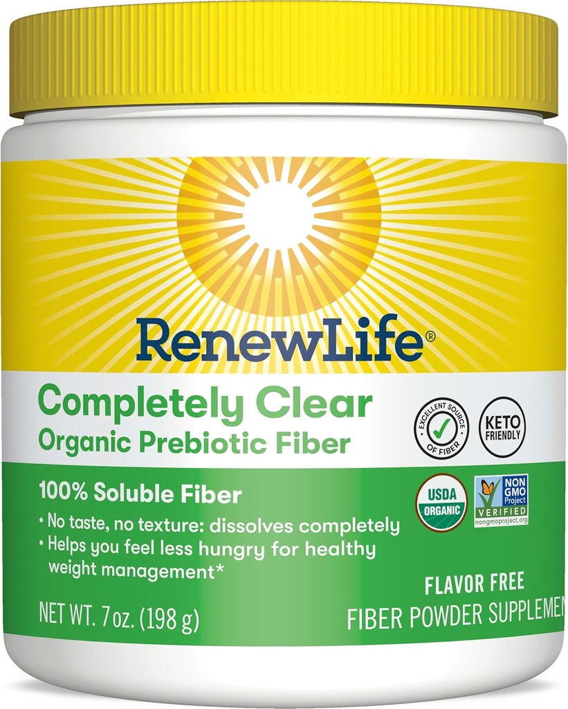 Renovar Vida Adulto Completamente Limpiado Prebiótico orgánico Keto Friendly Fiber, Powder, 7 oz. (Package May Vary)