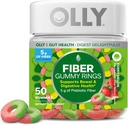 OLLY Fiber Gummy Rings, 5g Prebiotic Fiber, FOS (Fructo-oligosaccharides), Digestive Support, Berry Melon 50ct