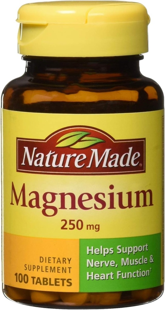 Magnesio hecho de la naturaleza 250 mg Tabletas, 100 Cuentas (Pack of 3)