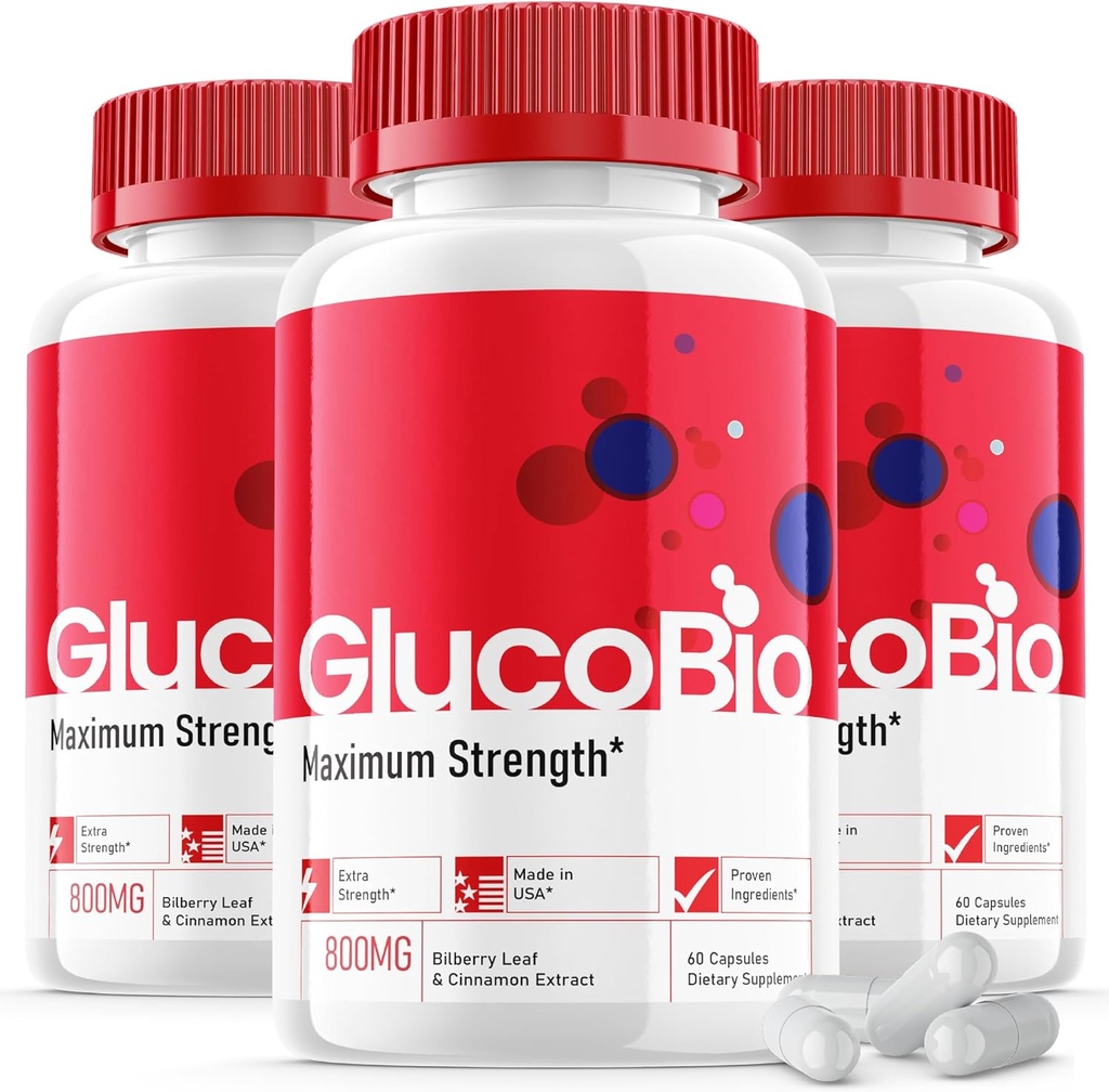 (3 Pack) Glucobio Capsules - Fórmula Oficial - Gluco Bio Support Supplement Vitamin, Glucobio Health Wellness Capsules Maximum Strength, Glucobio, Gluco Bio Pills Advanced Support (180 cápsulas)