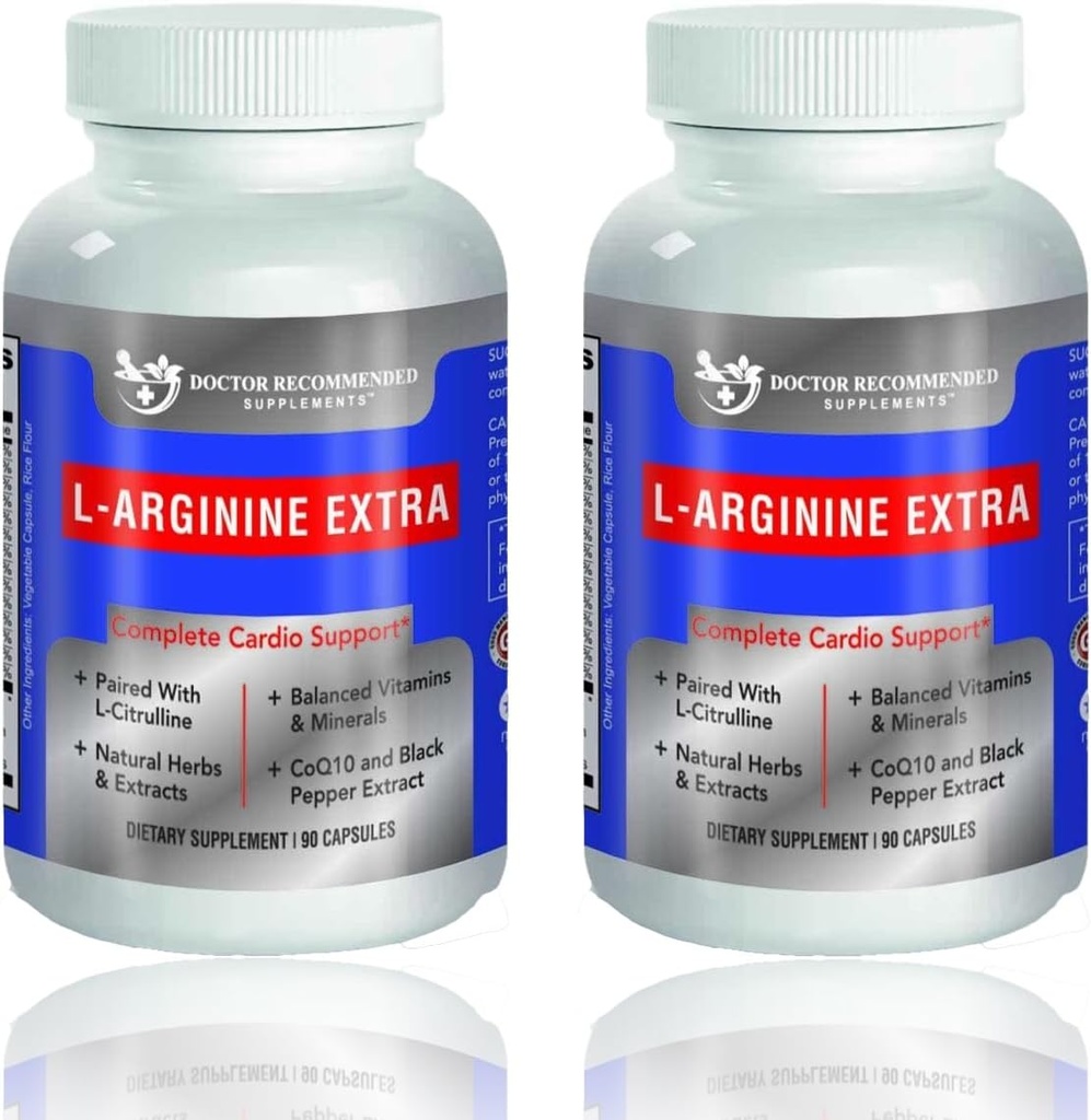 DOCTOR RECOMENDADO SUPPLEMENTOS Premium L-Arginine 1000 MG Nitric Oxide Formula soporta Cardio Health, Nitric Oxide Production, Stamina &amp; Más - 2 Pack