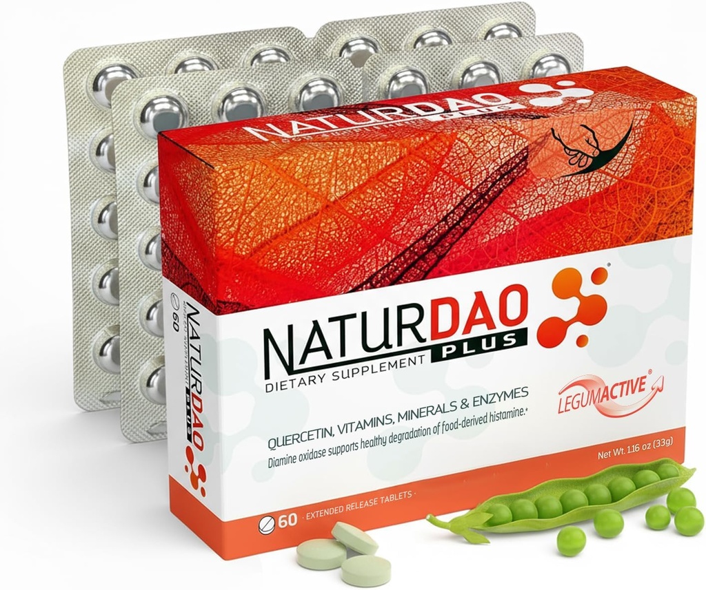 NATURDAO Plus® DAO Enzyme 1,000,000 HDU por dosis - Catalase Enzyme - 8 Cofactores y Adyuvantes - Advanced Histamine Blocking Formula - Intolerancia Alimentaria - 60 Extended Release Tablets