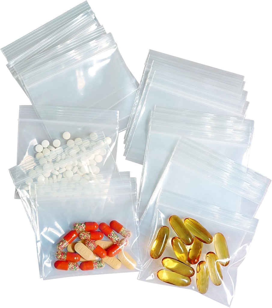100 Packs Pill Bags 6 mil Sturdy 3x2.75 pulgadas Pill Pouches BPA Sello libre impermeable impermeable Handy Pill Bags for Travel Bolsas de plástico pequeñas para el organizador de píldoras, joyería y piezas pequeñas de artesanía