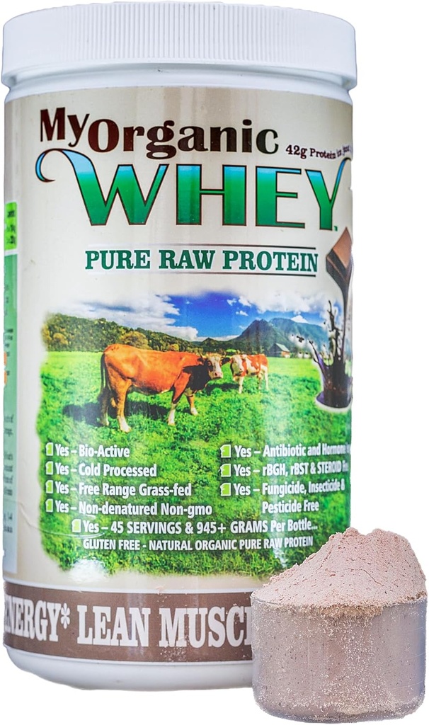 Orgánica Whey Protein Powder, Grass-Fed Non-GMO Cold Process Grade-A Milk rBST Polvo de proteína de chocolate sin hormonas, sin preservadores o aditivos puro Whey Protein (42g de proteína en sólo 2 escoces)