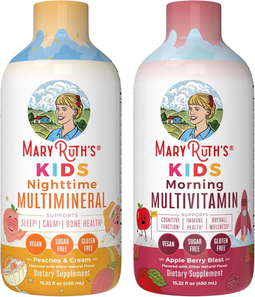 MaryRuth's Liquid Multivitamin (Apple Berry) " Nighttime Multimineral (Peaches " Cream) for Kids ← Clean Label Project Verified® ← Vitaminas para la Energía, Relajación muscular, " Wellness general ← Vegan