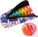 Yaklim Pill Organizer 2 veces al día, excelente calidad Neoprene Travel Pill Box, AM/PM Weekly Pill Containers 7 Día con bolsa de cierre de cremallera portátil para aceites de pescado vitamina (Pink)