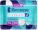 Porque durante la noche Absorbency Pull Ups - Adult Disposable Incontinence Underwear, Extra Absorbent Nighttime Briefs for Hombres y Mujeres, Blanco, XLarge, 20 Cuenta