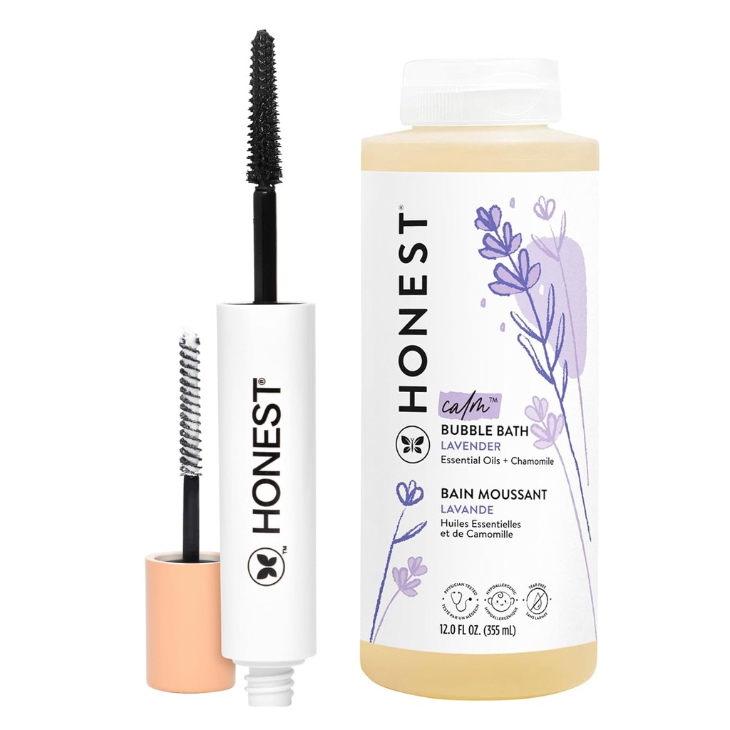 Honest Beauty Extreme Longitud Volumizing Clean Mascara + Honest Lavender Foaming Bubble Bath Bundle ← Naturalmente Derivado + Cruelty Gratis TEN 0.27 fl oz, 12 fl oz