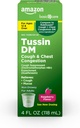 Cuidado básico Tussin DM, Tos Plus Chest Congestion Syrup for Adults and Ages 12 and Over, Raspberry Flavor, 4 fl oz (Pack of 1)
