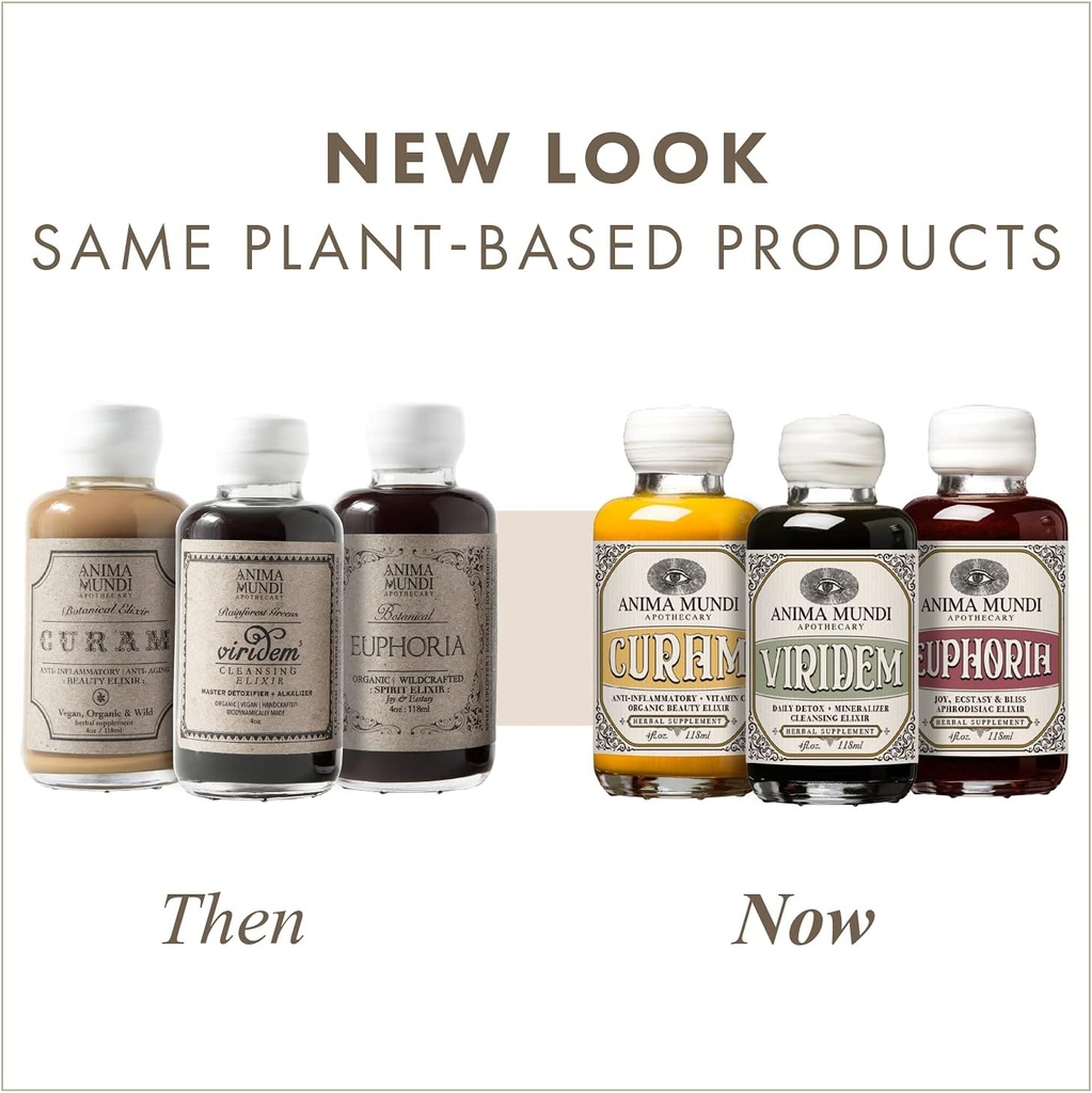 Anima Mundi Apothecary Plant Based Collagen Booster Elixir - Vegan Beauty Supplement for Skin, Hair and Nails - Herbal Liquid with Fo Ti, Nettle &amp; More - Anima Mundi Beauty Supplements (4oz / 118ml)