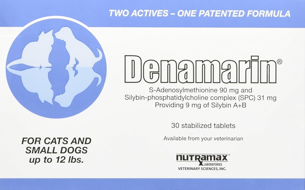 Nutramax Laboratorios Denamarin Liver Health Supplement for Small Dogs and Cats - Con S-Adenosylmethionine (SAMe) y Silybin, 30 Tablets