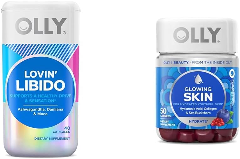OLLY Lovin Libido Capsules for Women, 20 Day Supply (40 Cuenta) y Glowing Skin Gummy, 25 Day Supply (50 Cuenta) Bundle