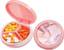 Serfeymi Small Pill Box - 3 Compartimientos Caja de Píldora Portátil, Caja de Píldora compacta Mini Travel Pill - Apto para Medicina, Vitamina, Aceite de Pesca, Suplementos - Rosa(Marble)