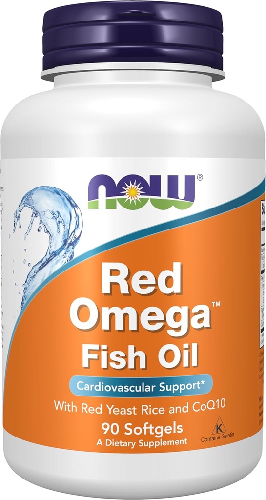 AHORA Suplementos de alimentos, Omega rojoTM con aceite de pescado CoQ10 30 mg y Omega-3, soporte cardiovascular*, 90 Softgels