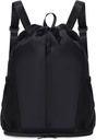sportnew Drawstring Backpack Sports Gym Bag with Shoes Compartment, String Backpack Cinch for Women Men, Water-Resistant Drawstring Bag for Workout Travel, Lightweight, Black, Patent Pending