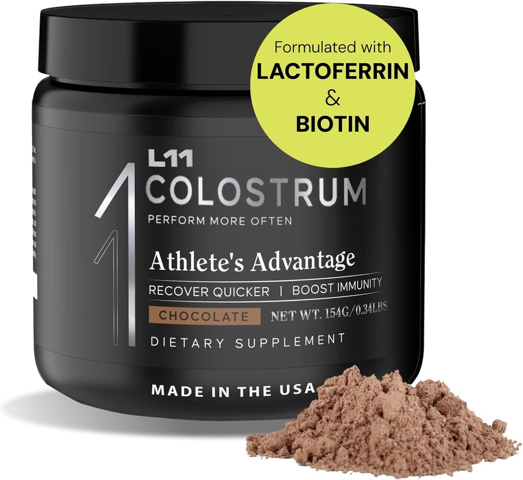 Suplemento de Colostrum por L11 con Lactoferrin Biotin Zinc &amp; Vitamina D TEN Bovine Colostrum Powder for Peak Athletic Health, Gut Health, Muscle &amp; Immune Support  1500mg Colostrum - Chocolate, 30 Servings