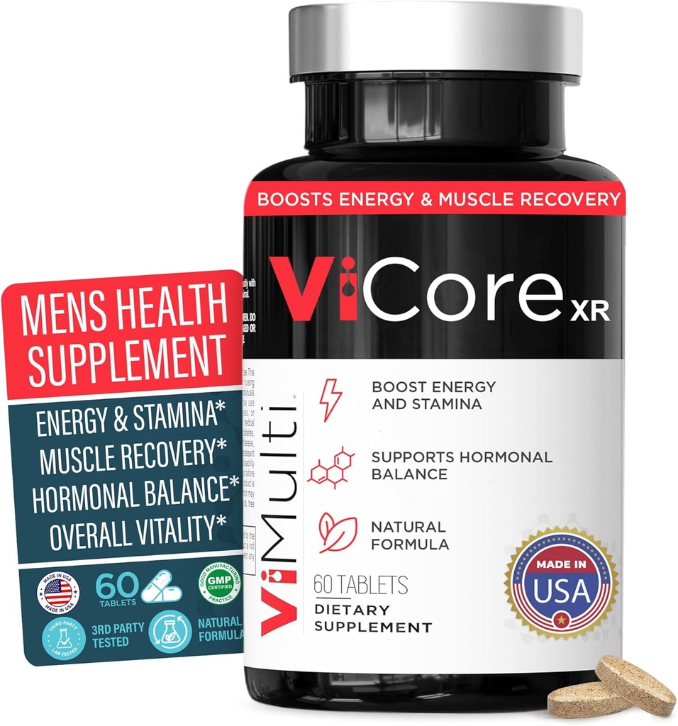 ViCore Premium Men’s Herbal Supplement – Tongkat Ali (Longjack), Maca Root, Panax Ginseng, Zinc & L-Arginine – Supports Energy, Stamina, Immune Health & Men’s Wellness – 60 Capsules