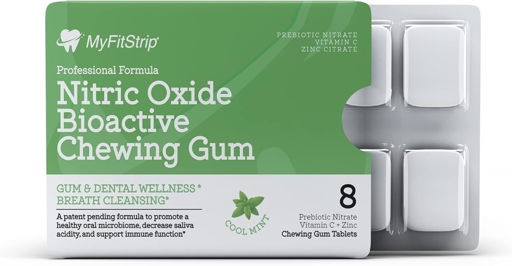 Prebiótico Nitric Oxide Gum de Atracción con Vitamina C, Zinc, Xyitol y Anthocyanin PRO, una Fórmula Prebiótica para un Microbioma Oral Saludable - Sugar Gratis 8 Cool Mints Tablets